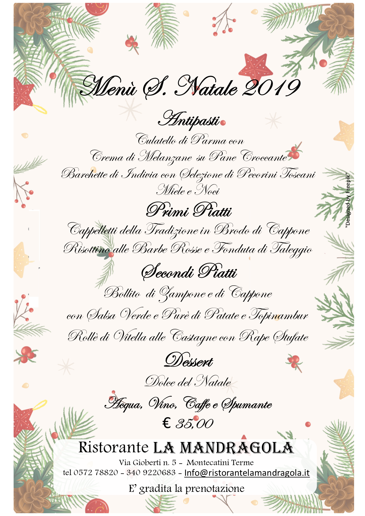 Piatto Di Natale 2020.Natale Capodanno Ristorante La Mandragola Montecatini