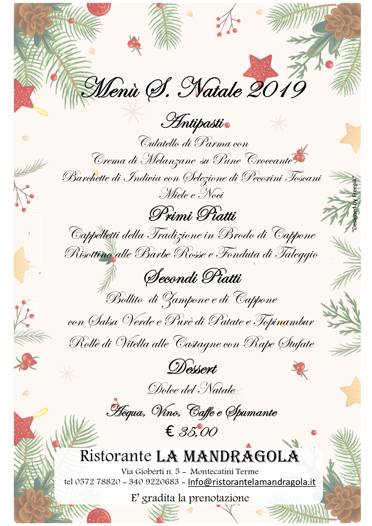 Menu Di Natale 2020 Ristoranti.Natale Capodanno Ristorante La Mandragola Montecatini